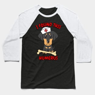 Funny dachshund tells a lame joke Baseball T-Shirt